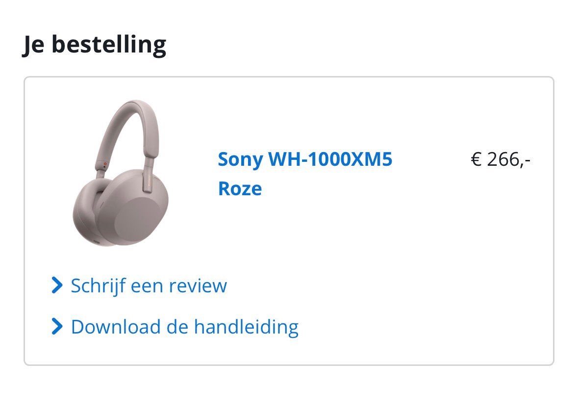 Roze sony WH-1000XM5, Ophalen of Verzenden, Zo goed als nieuw, Sony