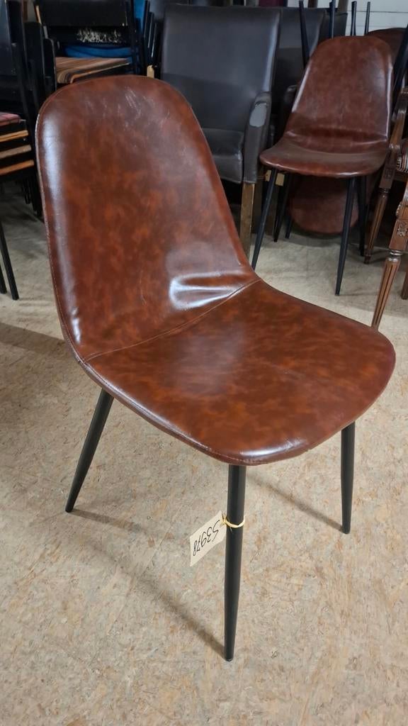 8 trendy bistro cafe horeca vintage stoelen, Ophalen of Verzenden, Bruin, Leer, Vijf, Zes of meer stoelen