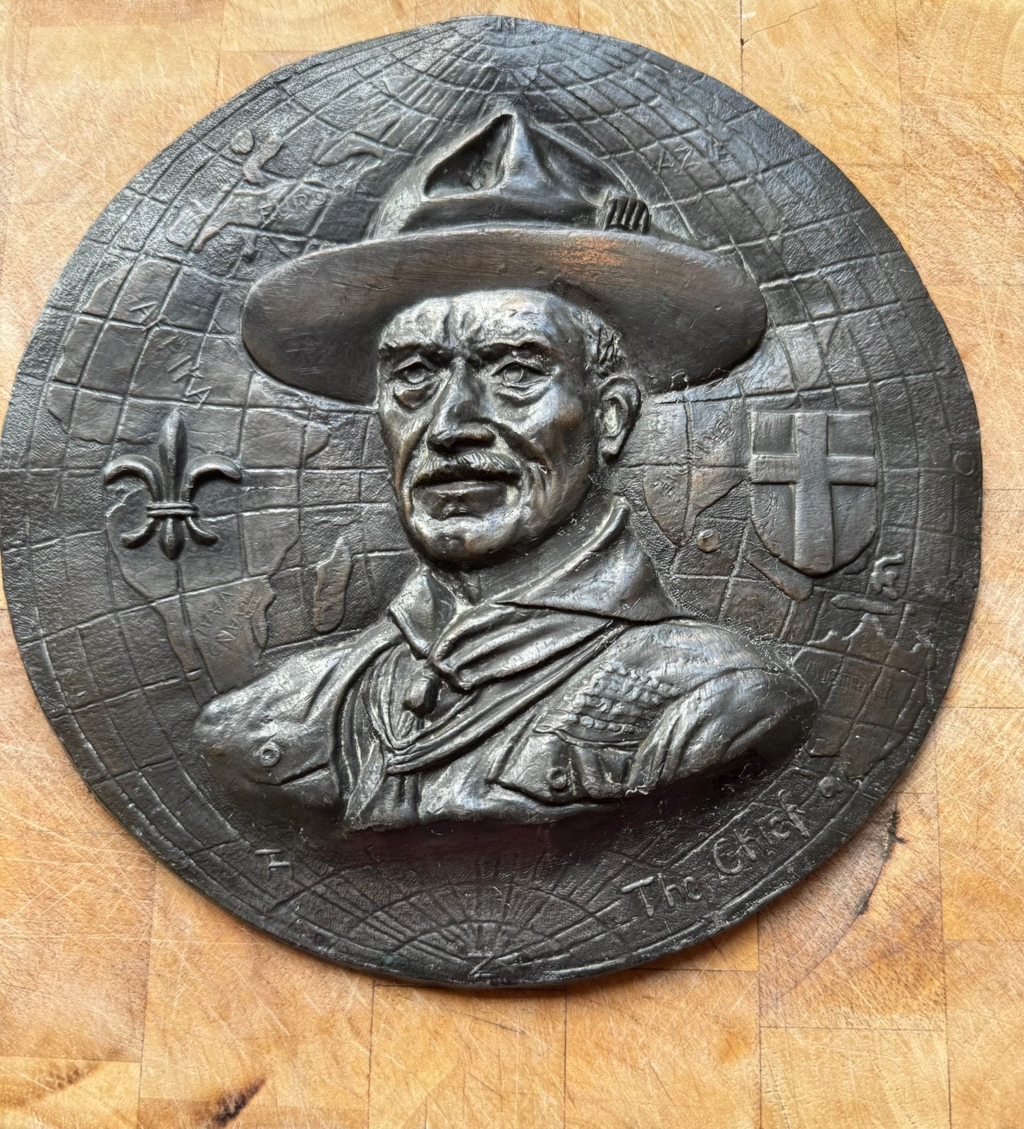 Bronzen Scouting Plaquette 'The Chief' Baden-Powell (1937), Ophalen of Verzenden, Gebruikt, Overige typen