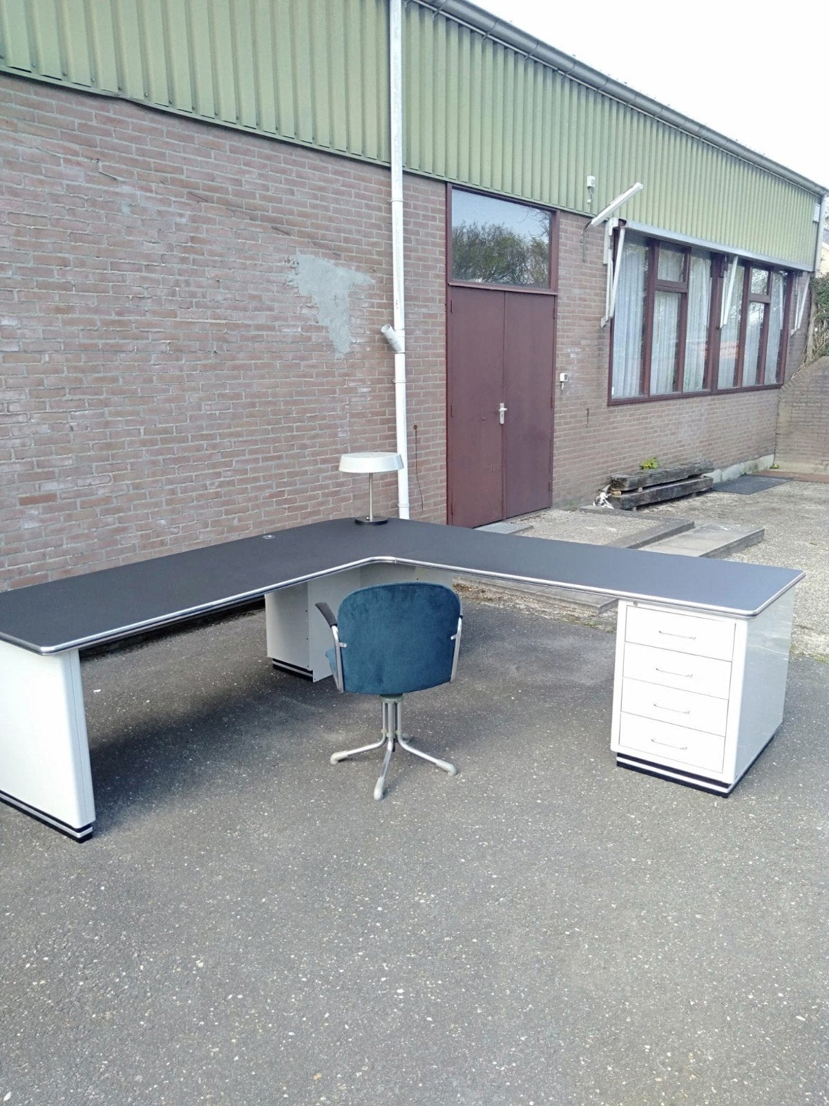 Müller bureau grijs custom hoek bureau 200 x 200  x 80 x 80, Huis en Inrichting, Bureaus, Ophalen of Verzenden