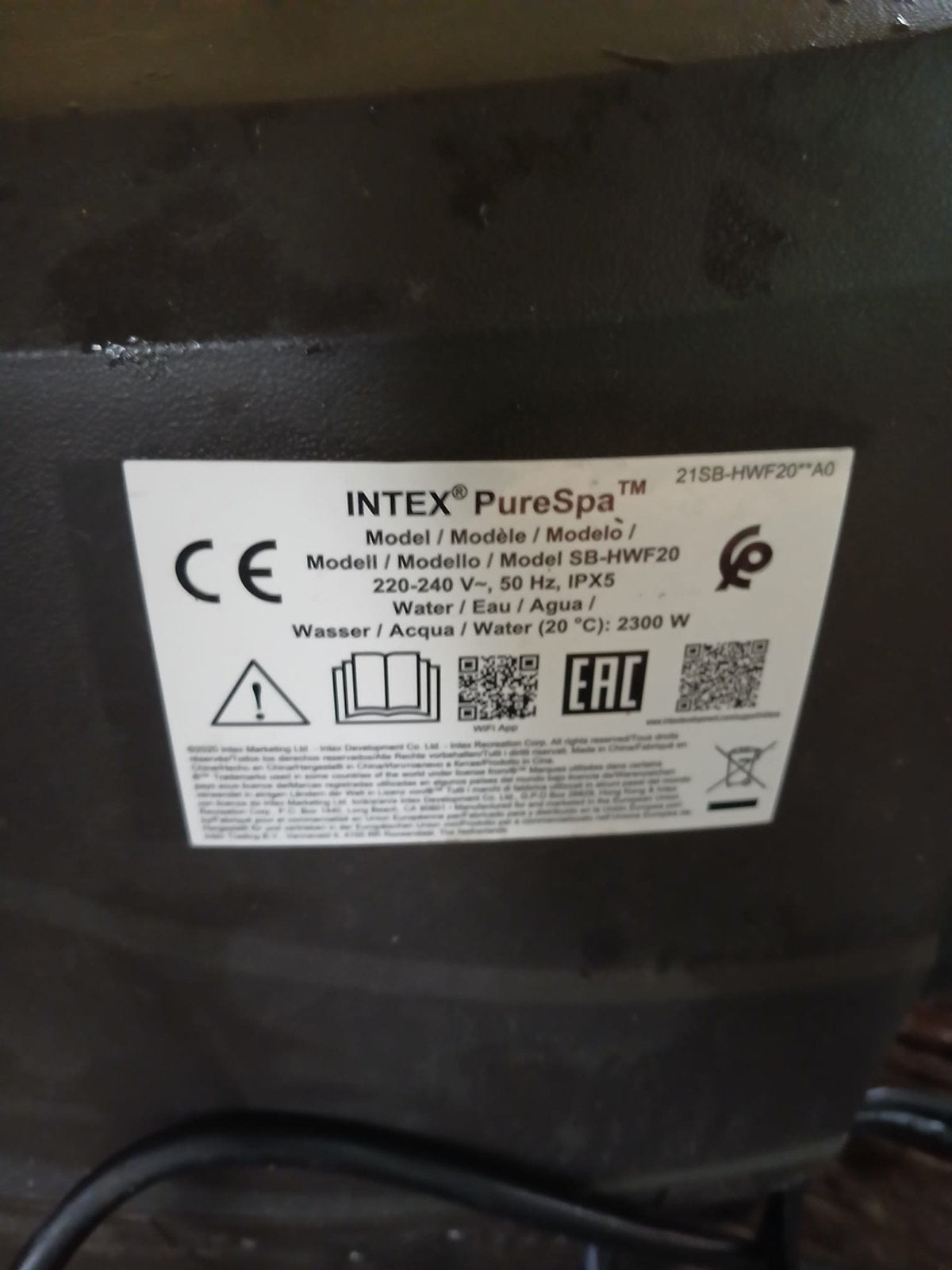 Intex PureSpa Pomp/Filter/Verwarmingseenheid SB-HWF20, Ophalen of Verzenden, Gebruikt, Filter, Vast