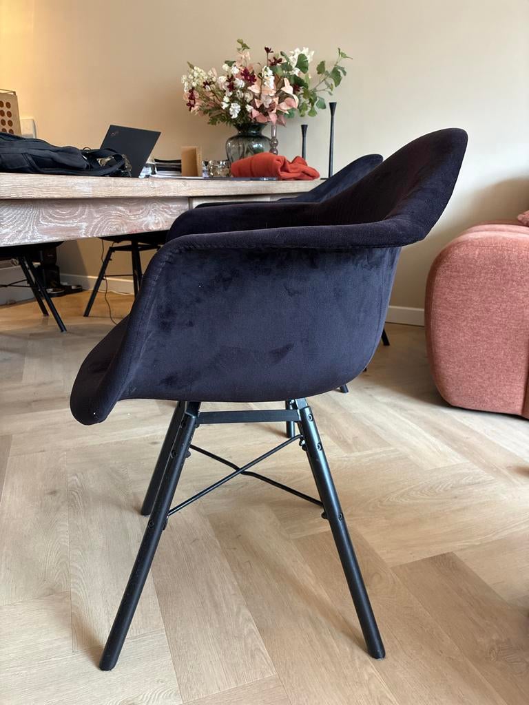 Zwarte eetkamerstoel 5+1, Huis en Inrichting, Stoelen, Ophalen, Zwart, Zo goed als nieuw, Stof
