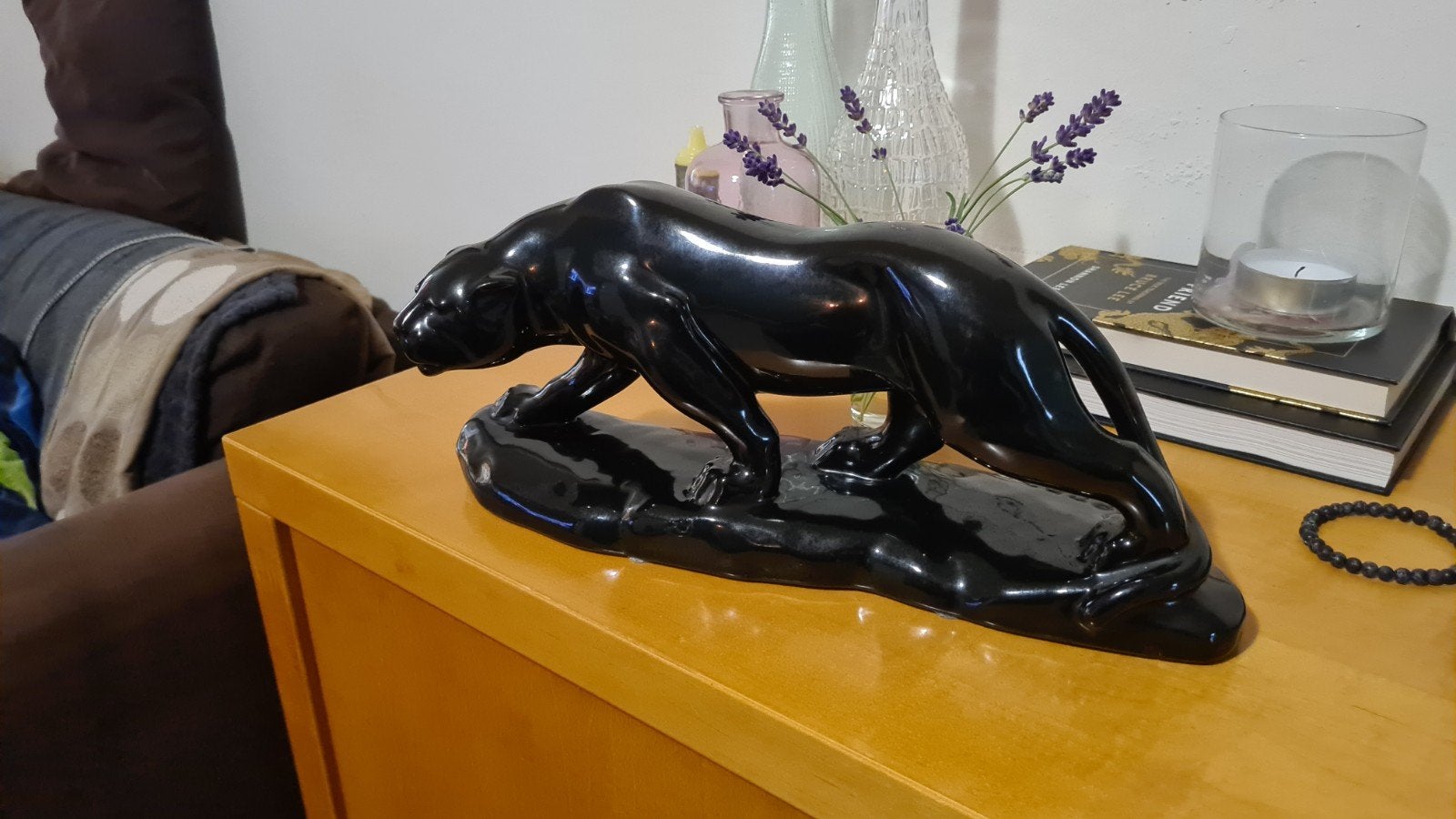 Keramieken Panter van D'Yerna - Zwart met Grijze Gloed, Antiek en Kunst, Ophalen of Verzenden