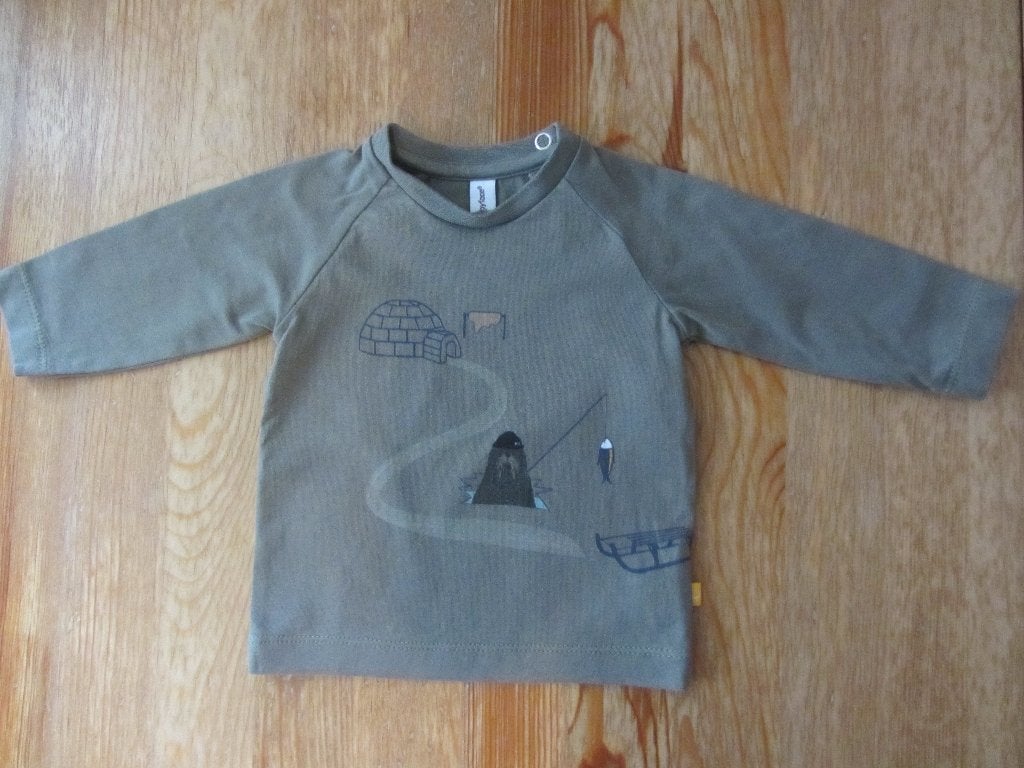Groen/grijs shirtje met opdruk Babyface maat 62, Ophalen, Zo goed als nieuw, Jongetje, Shirtje of Longsleeve