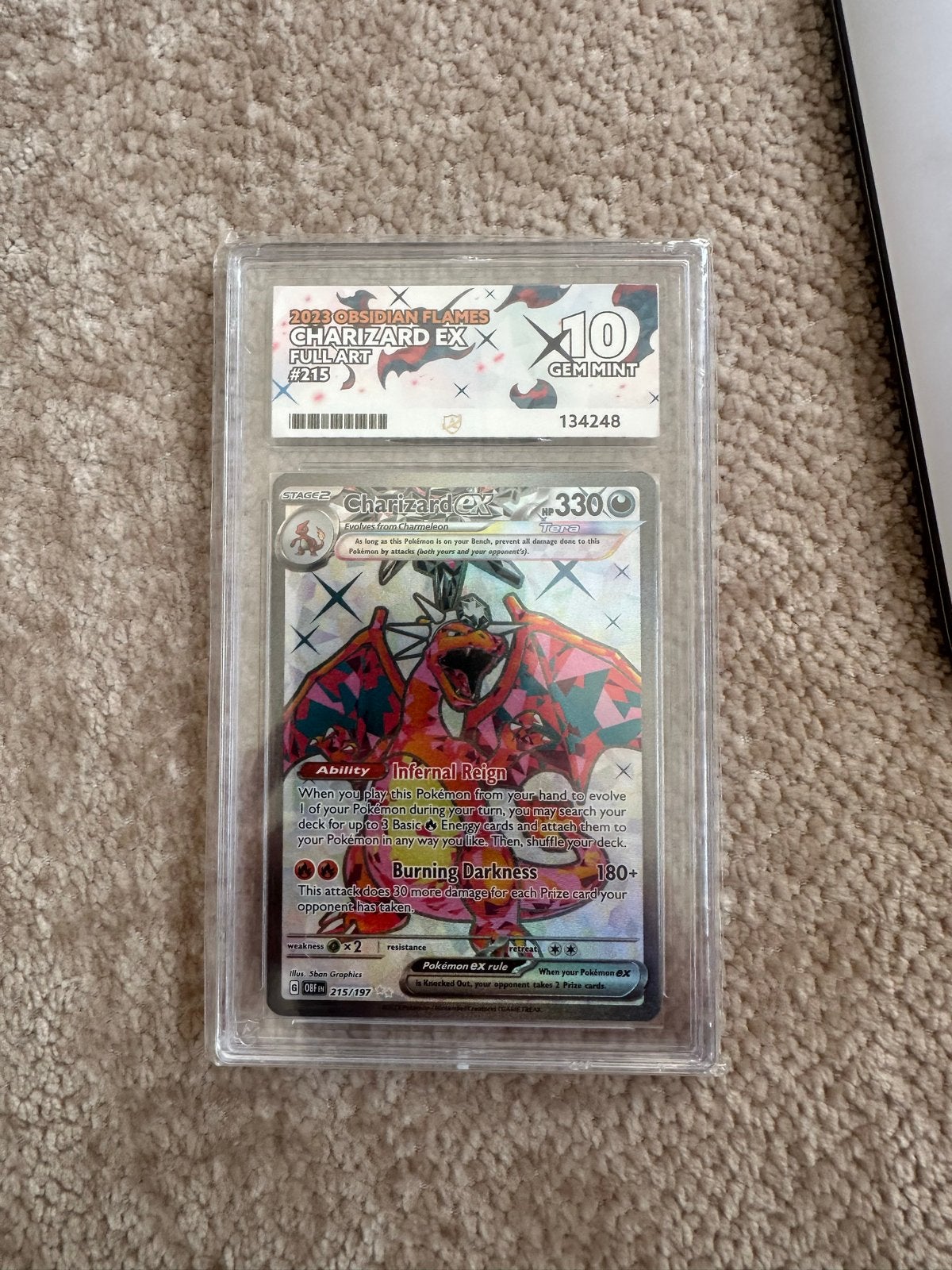 Charizard ex 215/197 Obsidian Flames PSA 10 Gem Mint, Ophalen of Verzenden, Nieuw, Losse kaart, Foil