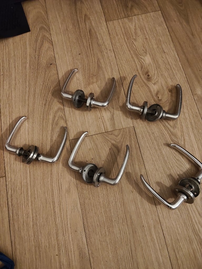Vintage aluminium deurklinken, Ophalen of Verzenden, Gebruikt