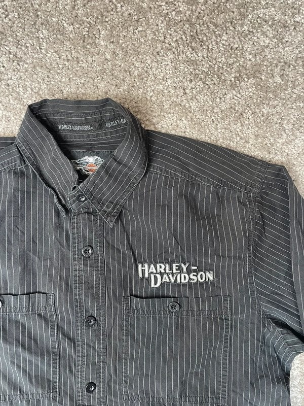 Harley Davidson Overhemd S Grijs gestreept Biker, Ophalen of Verzenden, Zo goed als nieuw, Zwart, Harley Davidson