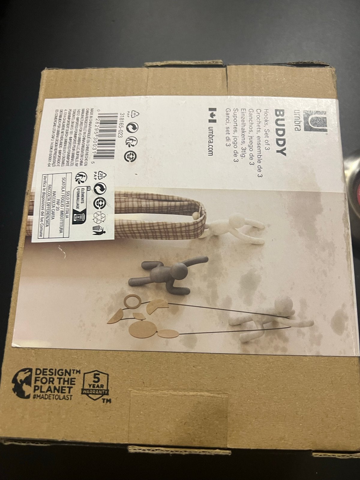 Umbra Buddy Haken Set van 3 - Wit en Grijs, Meerkleurig, Nieuw, Kunststof, Ophalen of Verzenden