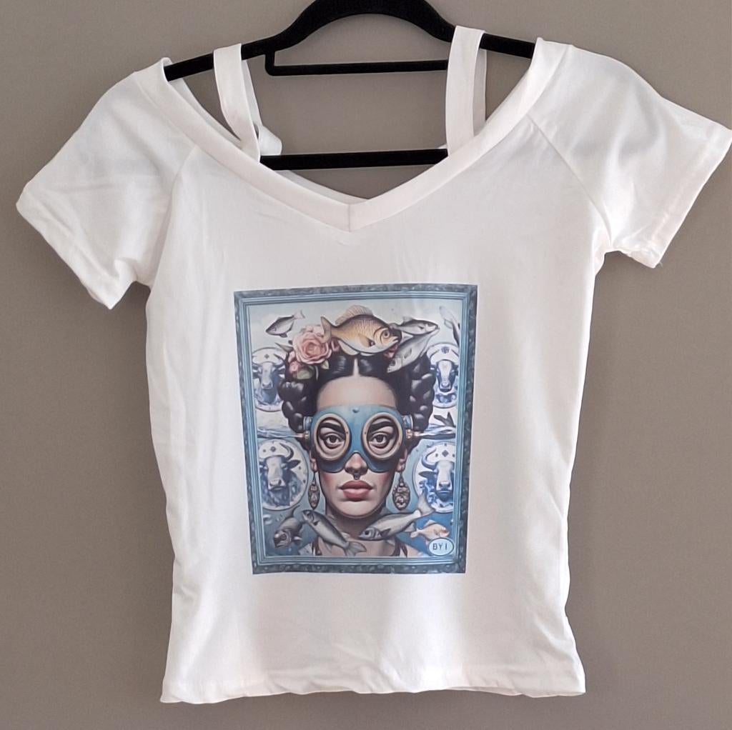 FRIDA Kahlo dames t-shirt wit, kunst, korte mouw, Kleding | Dames, T-shirts, Nieuw, Maat 38/40 (M), Wit, Korte mouw, Ophalen of Verzenden