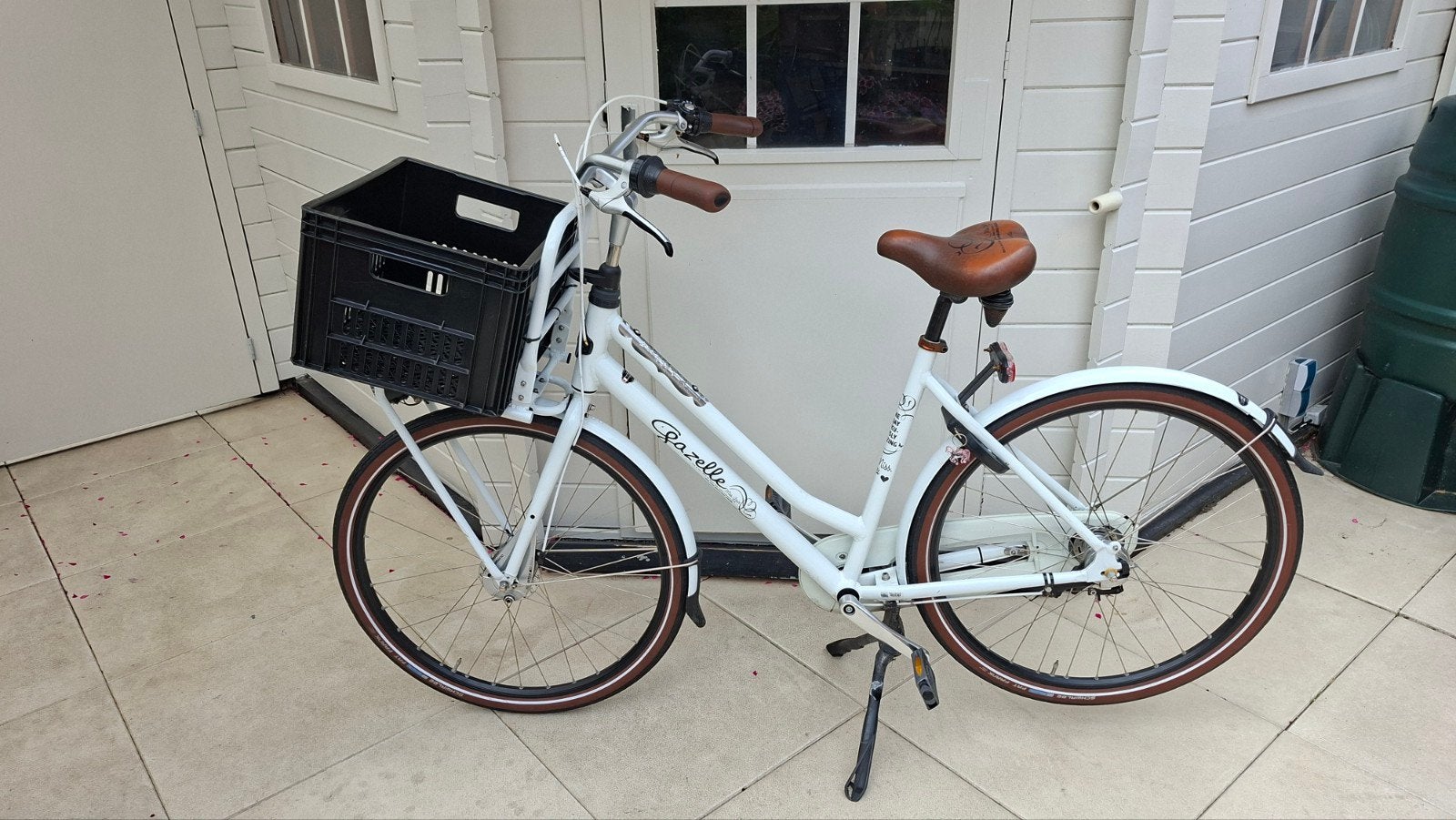 Gazelle Miss Grace Damesfiets - Wit met krat, Ophalen, Gebruikt, Versnellingen, 50 tot 53 cm