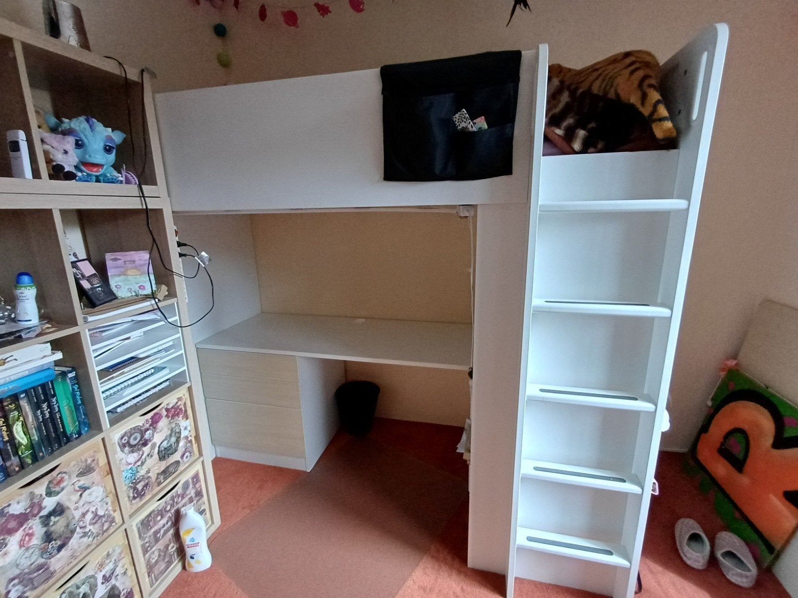 Ikea stuva hoogslaper met houtpatroon, Ophalen, Gebruikt, Eenpersoons, 90 cm