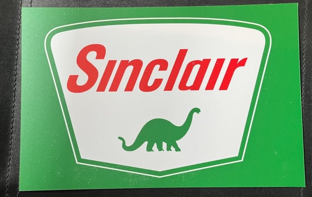 Sinclair  reclamebord kunststof 35X23., Ophalen of Verzenden, Zo goed als nieuw, Auto's