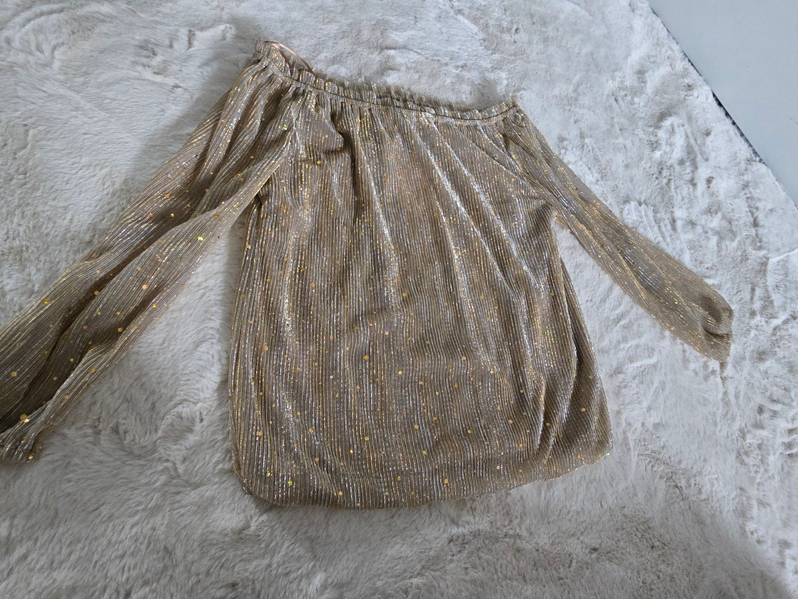 Nieuwe gouden glitter off-shoulder top van Luc & Ce, Luc & Ce, Nieuw, Ophalen of Verzenden, Lange mouw
