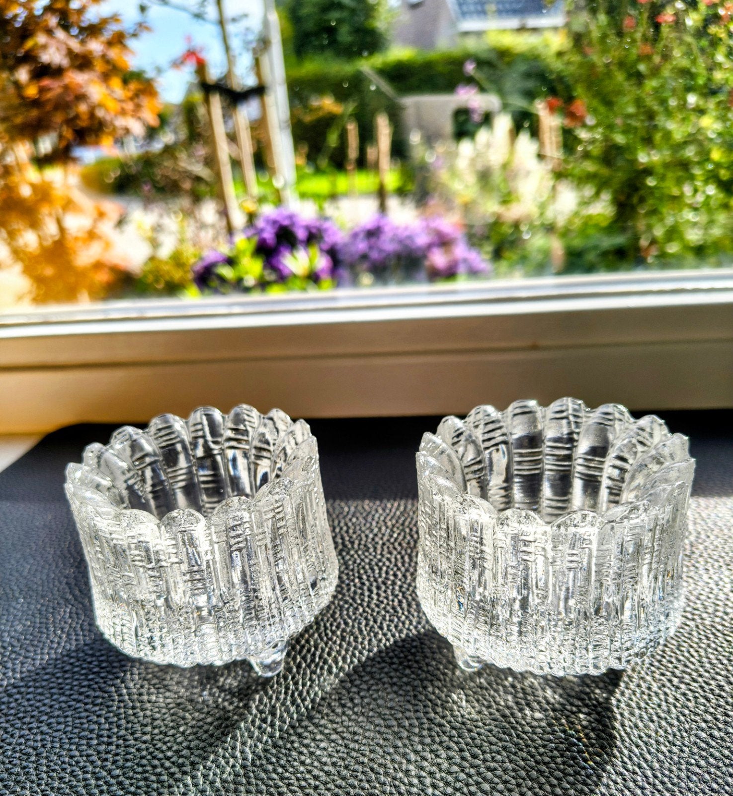 Set/2 vintage Iitala Ultima Thule waxinelichthouders Finland, Ophalen of Verzenden