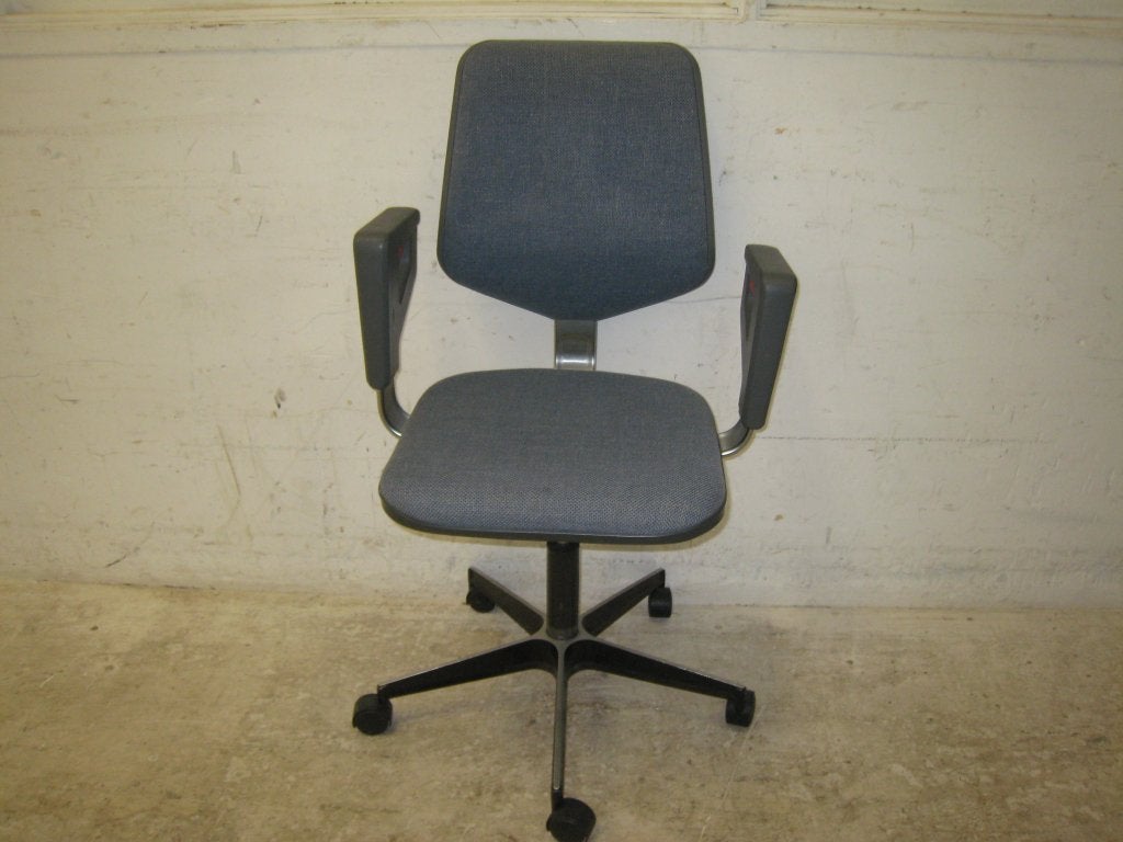 Retro Gispen bureaustoel met lichtblauwe stof, Niet ingevuld, Gebruikt, Niet ingevuld, Niet ingevuld