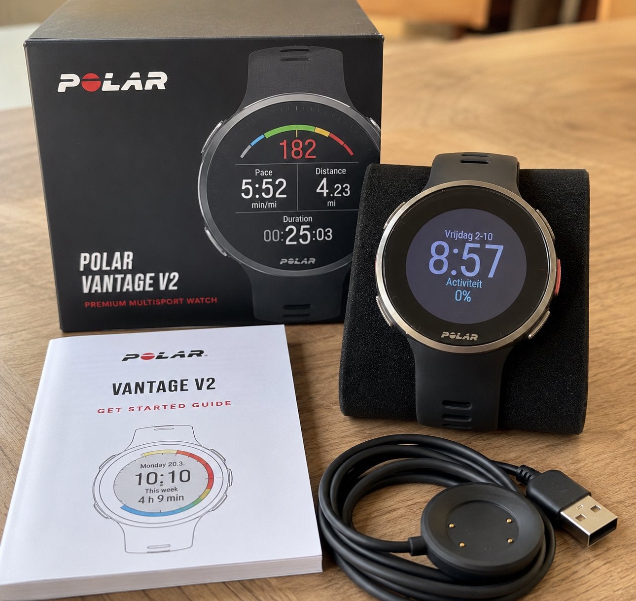 Polar Vantage V2 zwart – GPS sporthorloge -  originele doos, Gebruikt, Zwart, Ophalen of Verzenden, Conditie