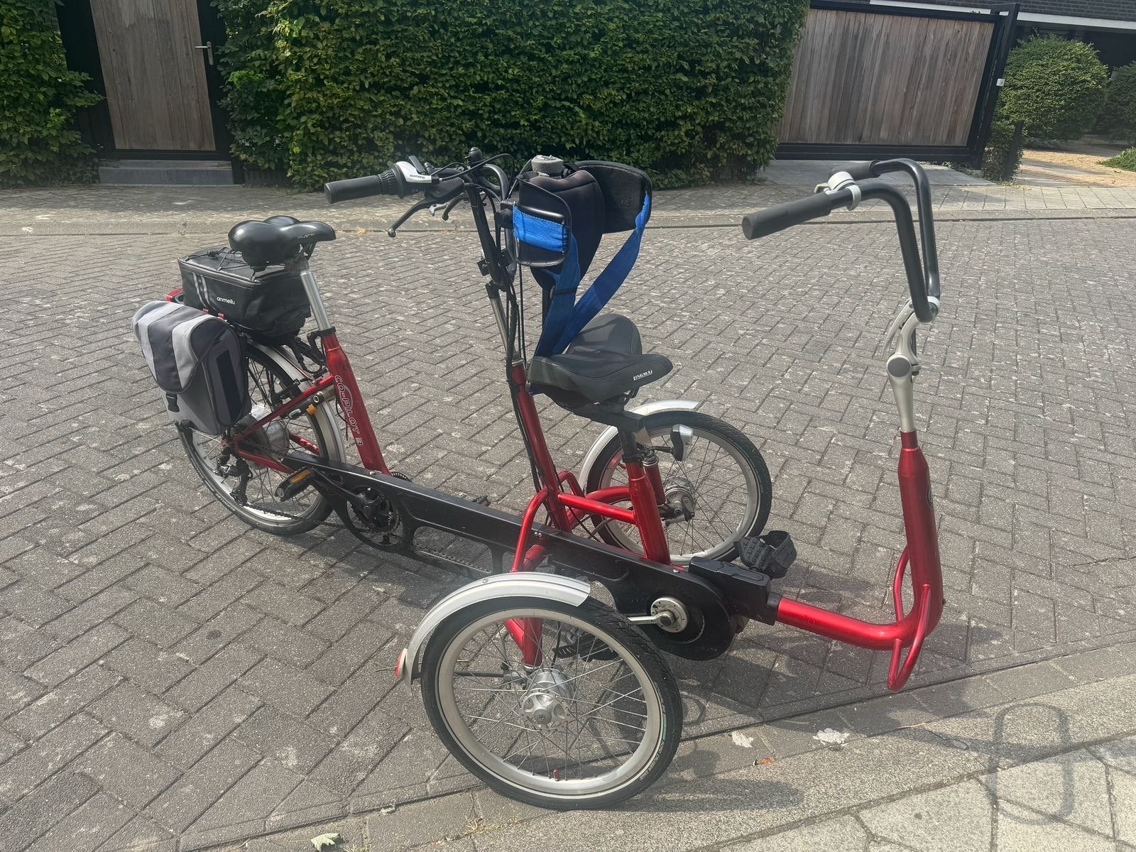 Huka Copilot 3-24 Tandem - Elektrische Ondersteuning, Fietsen en Brommers, Fietsen | Driewielfietsen, Ophalen, Gebruikt, Schijfrem