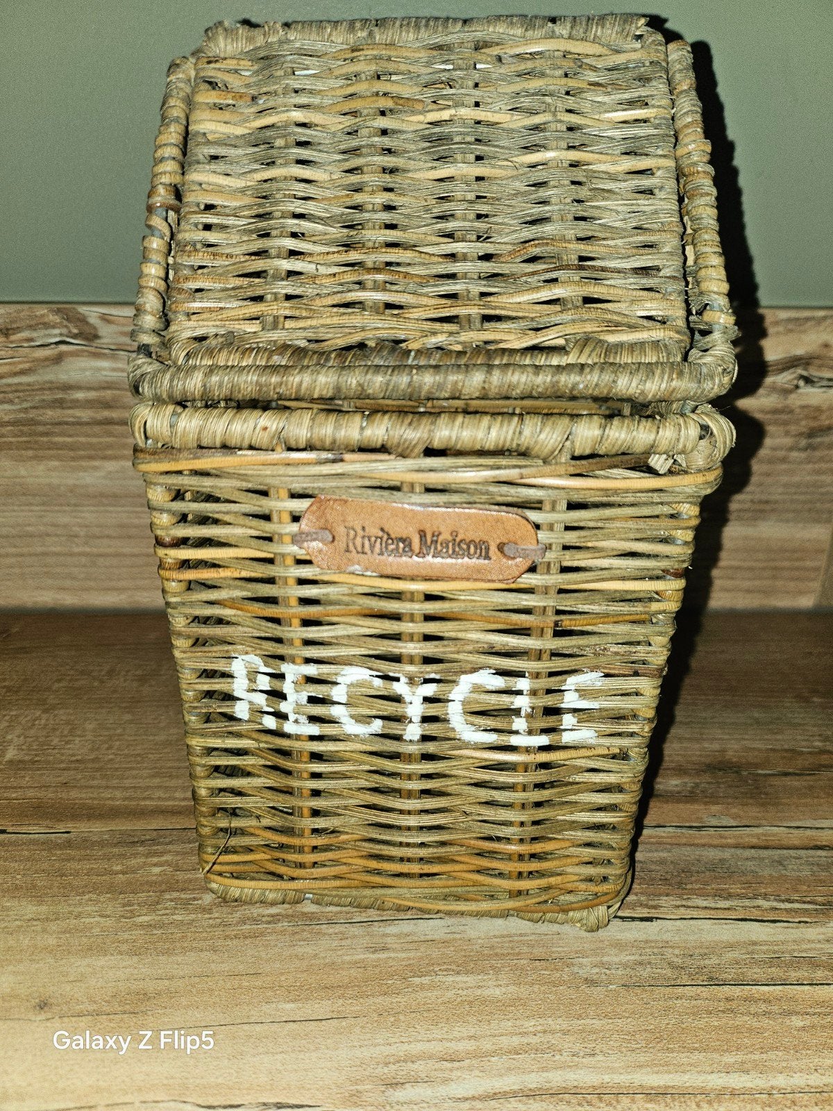 Riviera Maison rustic rattan recycle mini bin, Minder dan 10 liter, Ophalen of Verzenden, Zo goed als nieuw, Riet