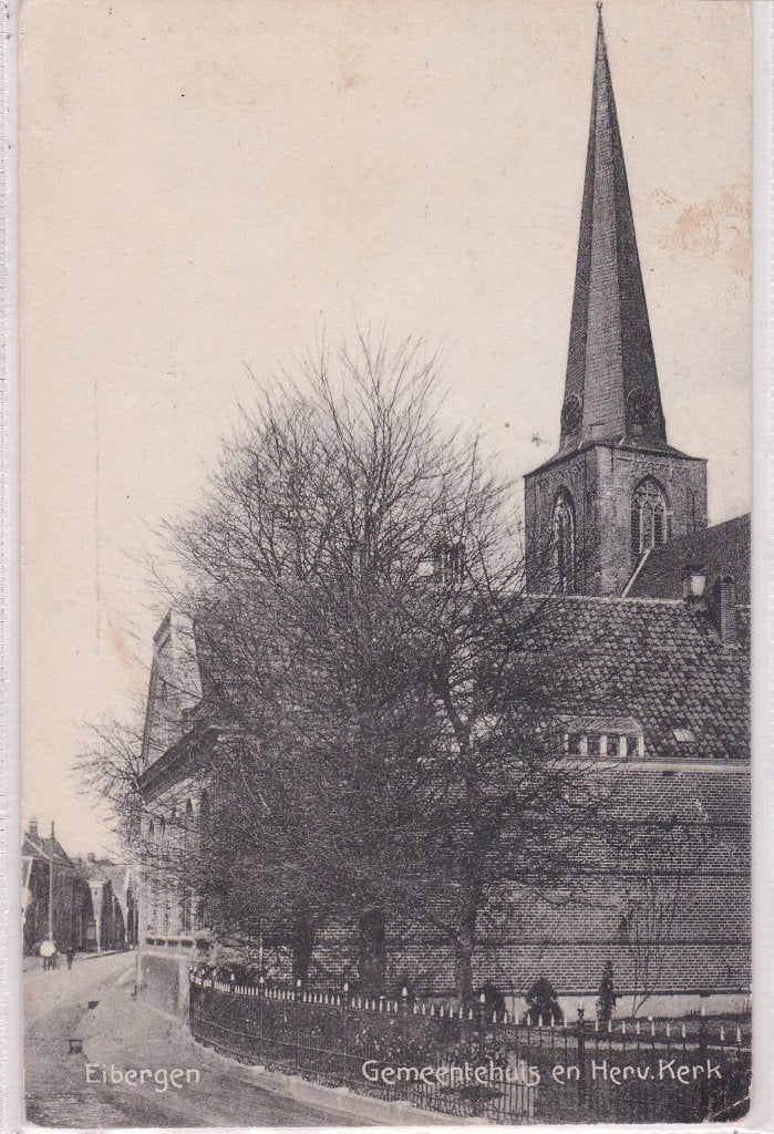 18802 Eibergen Gemeentehuis en Herv Kerk Gelderland 1910, Verzenden, Voor 1920, Gelopen, Gelderland