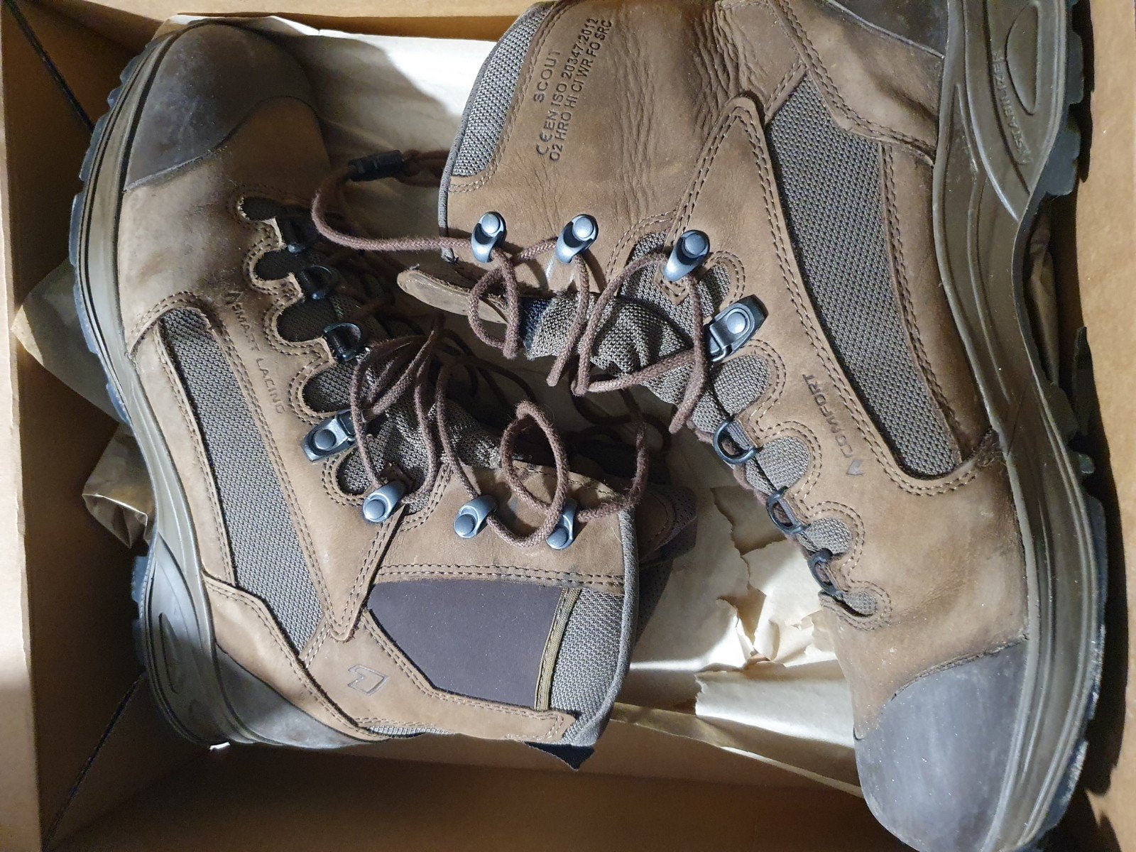HAIX Scout bruine gevechtslaarzen, maat 46 (UK 11.5), Ophalen, HAIX, Bruin, Gedragen