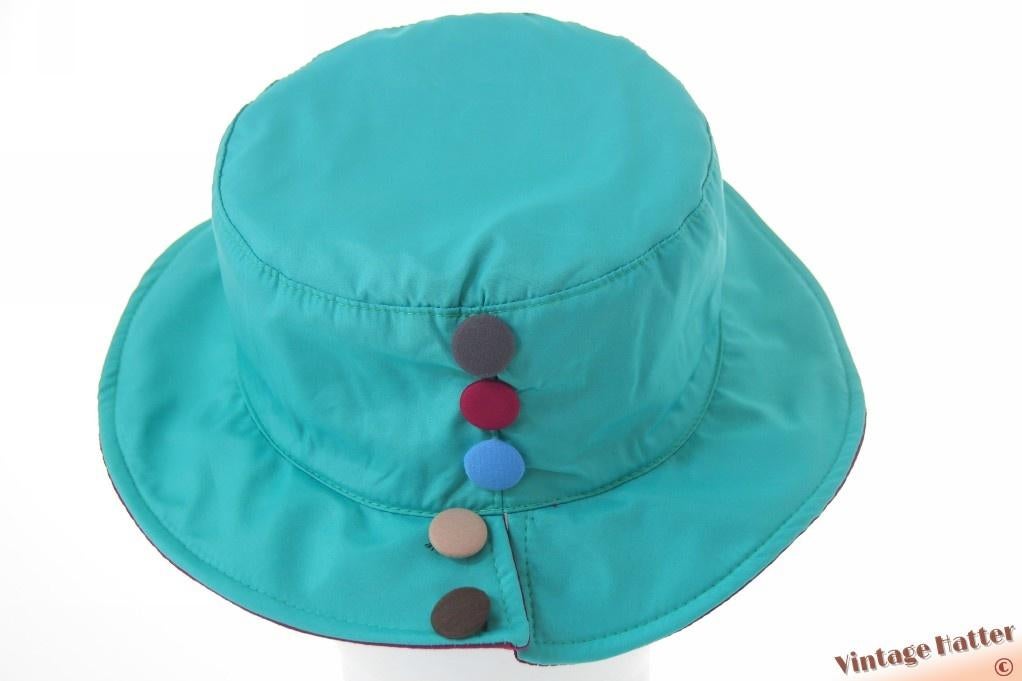 Dames regen buckethoed Hawkins knopen turkoise 1size fits al, Hoed, Hawkins, Nieuw, One size fits all