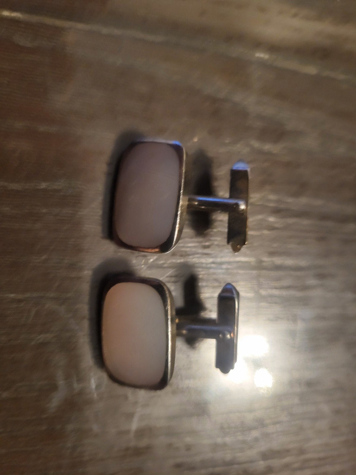 Elegante manchetknopen met lichte inleg, Sieraden, Tassen en Uiterlijk, Ophalen of Verzenden, Zo goed als nieuw, Overige materialen