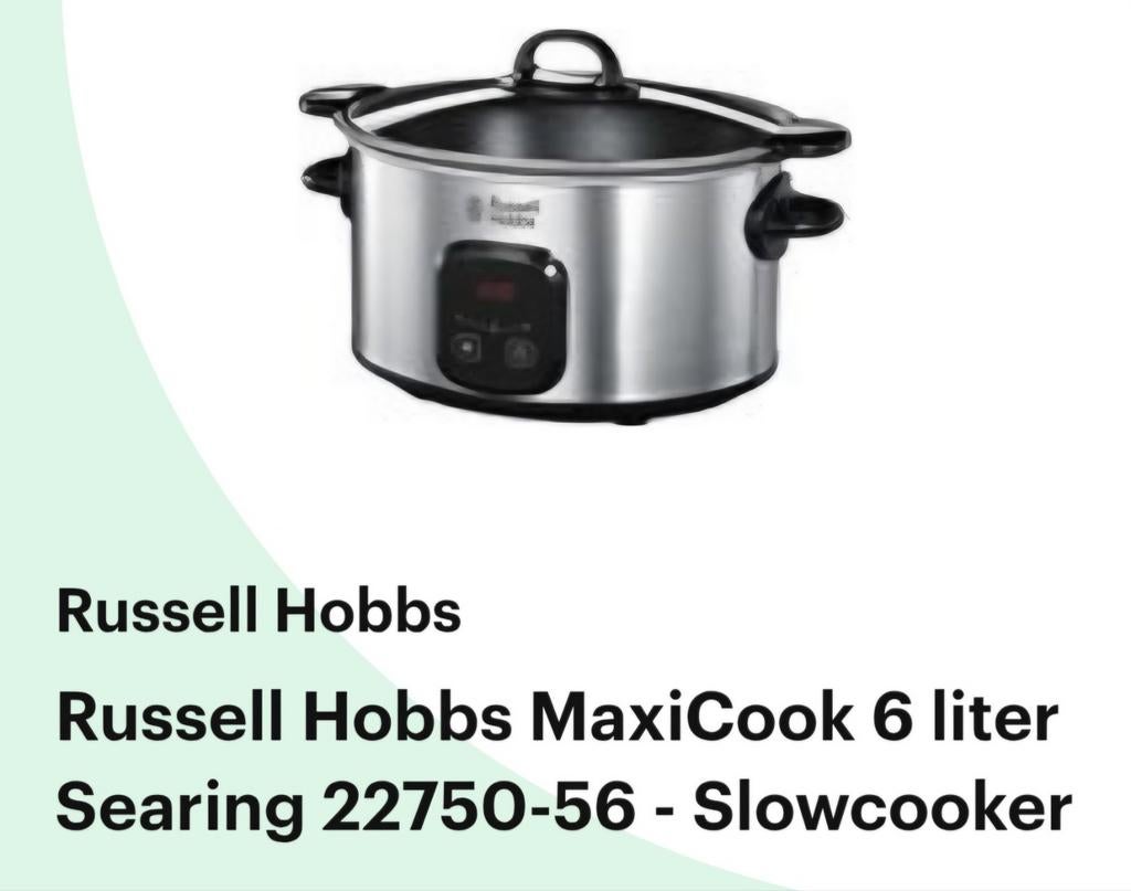 Russell Hobbs MaxiCook 6 liter Slowcooker 22750-56, Witgoed en Apparatuur, Ophalen of Verzenden
