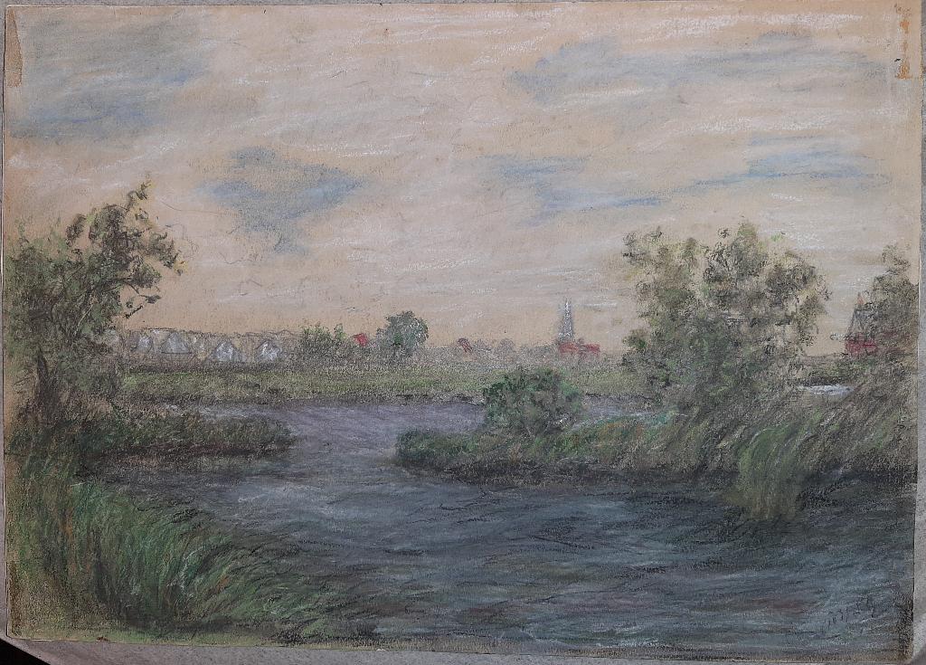 "Dorp met kassen"Pastel Pieter de Regt, Ophalen
