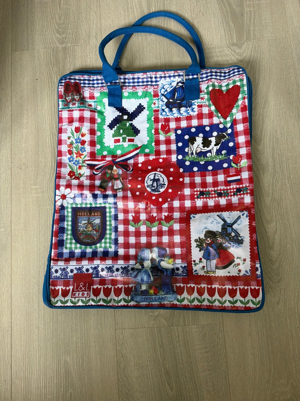 Holland Souvenir Tas - Geruit Design met Molens en Tulpen, Ophalen of Verzenden, Nieuw, Rood, Shopper