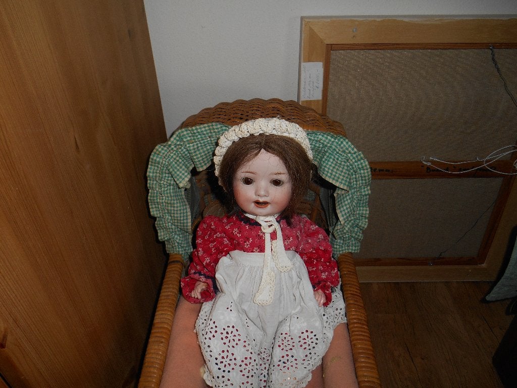 70 jaar oude poppenwagen met antieke heubach 42 cm, Ophalen of Verzenden