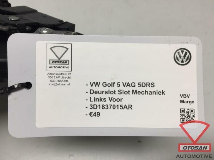 vw golf 5 deurslot slotmechaniek rechts voor 3d1837016ar, Gebruikt, Volkswagen, Volkswagen AG, Vw@volkswagen.de