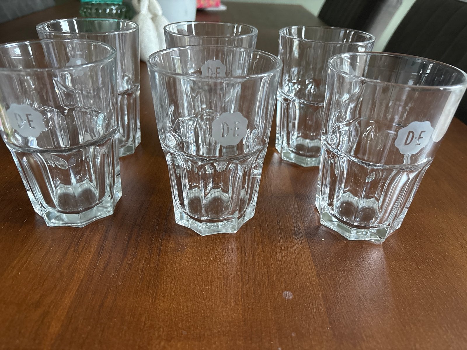Set van 5 Douwe Egberts glazen, Ophalen, Glas of Glazen, Gebruikt, Overige merken