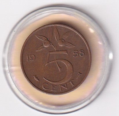 5 Cent 1958 Zeer Netjes, Verzenden, Koningin Juliana, 5 cent, Losse munt