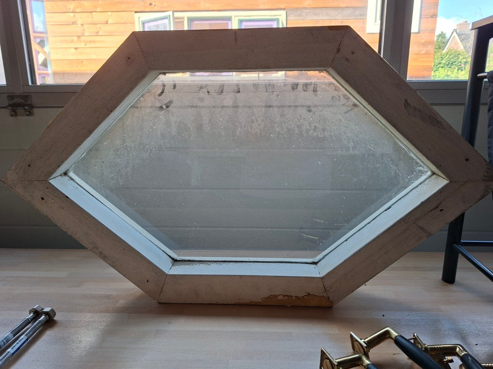 raamkozijn enkel glas 87 x 48,5, Overige typen, Minder dan 75 cm, Hout, Ophalen