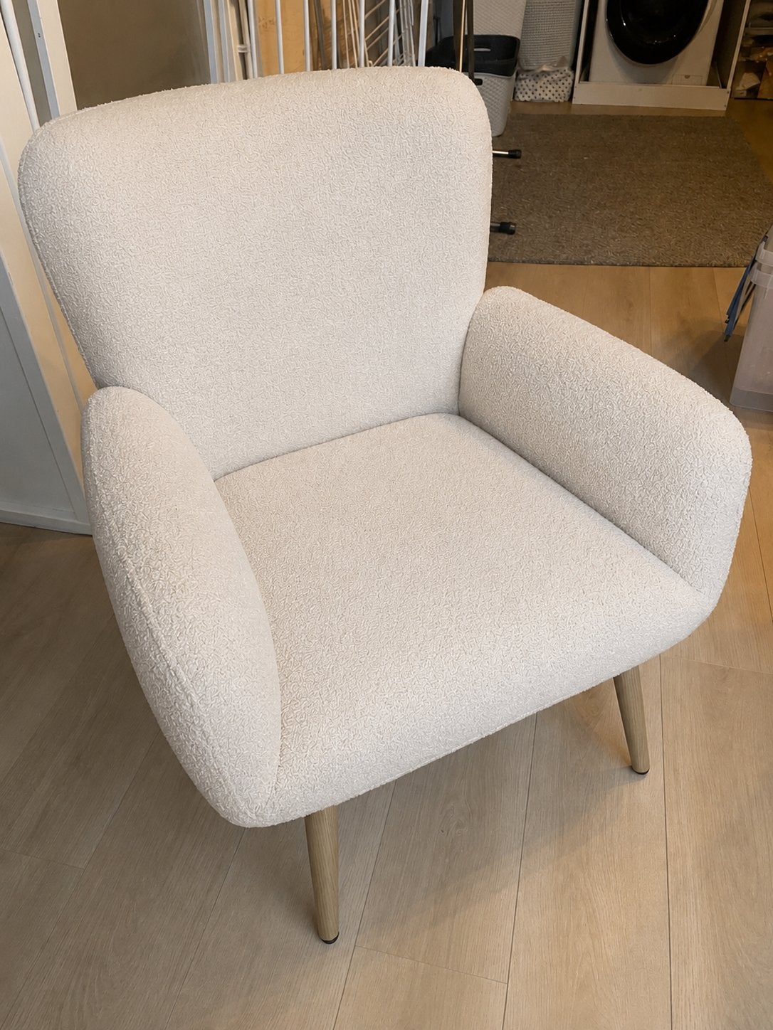 Off-white teddy fauteuil, Ophalen, Zo goed als nieuw, 75 tot 100 cm