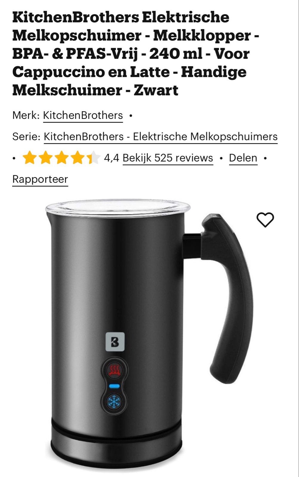 KitchenBrothers Elektrische Melkopschuimer - Gebruikt, Witgoed en Apparatuur, Melkopschuimers, Ophalen, Gebruikt, Elektrische melkopschuimer