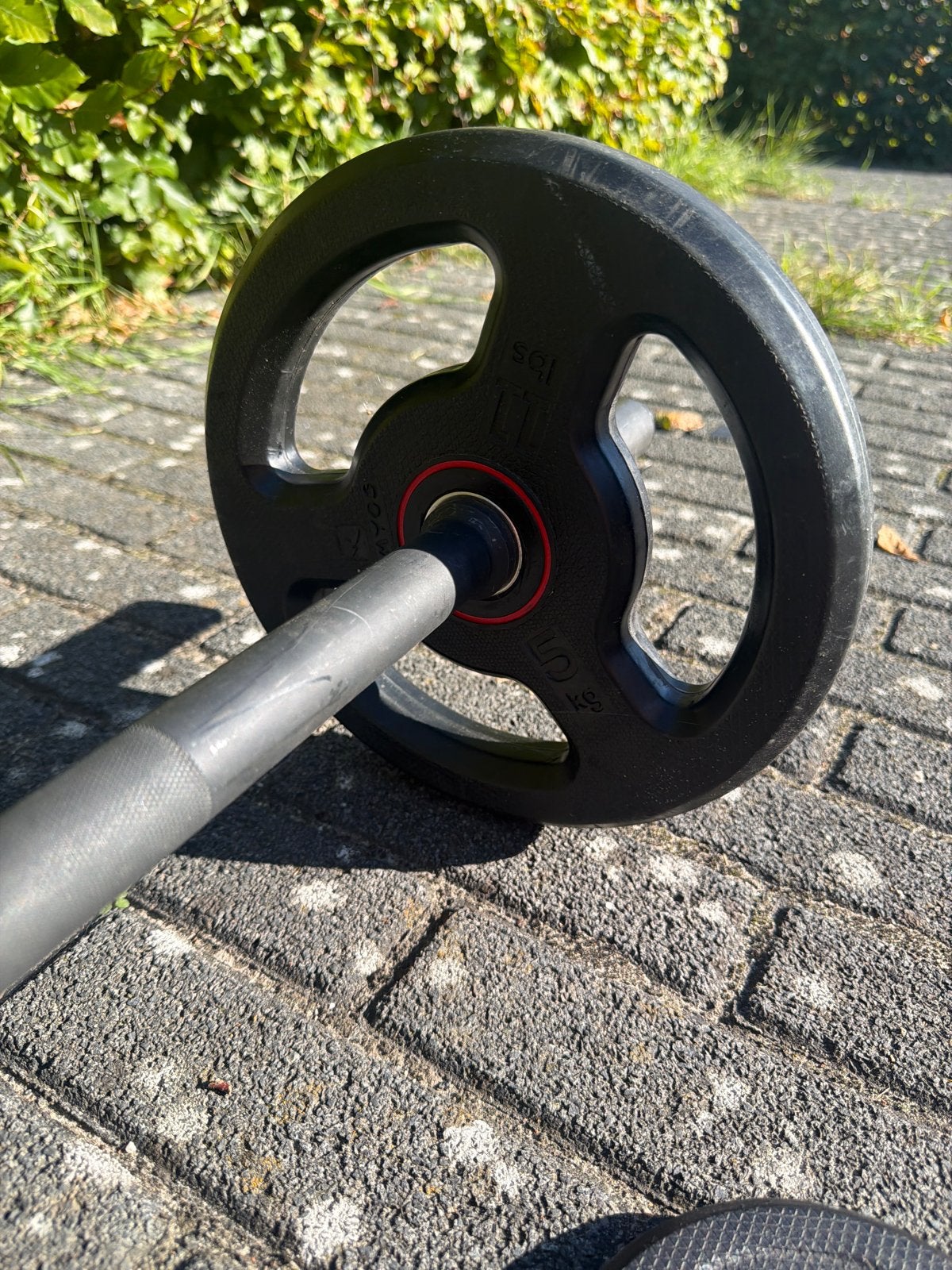 Domyos Halterset met schijven (5kg, 2.5kg, 1.25kg), Ophalen of Verzenden, Gebruikt, Armen, Halterset