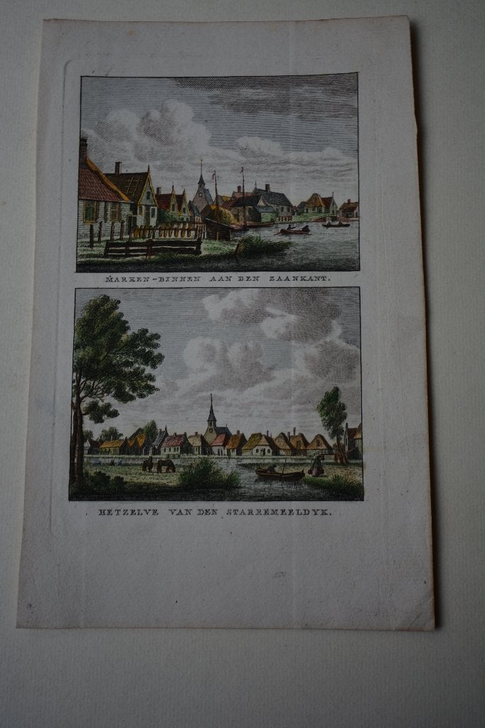 MARKEN-BINNEN 2 GRAVURES GEKLEURD BENDORP BULTHUIS 1992 EA8, Antiek en Kunst, Kunst | Etsen en Gravures, Verzenden, Stadsgezicht