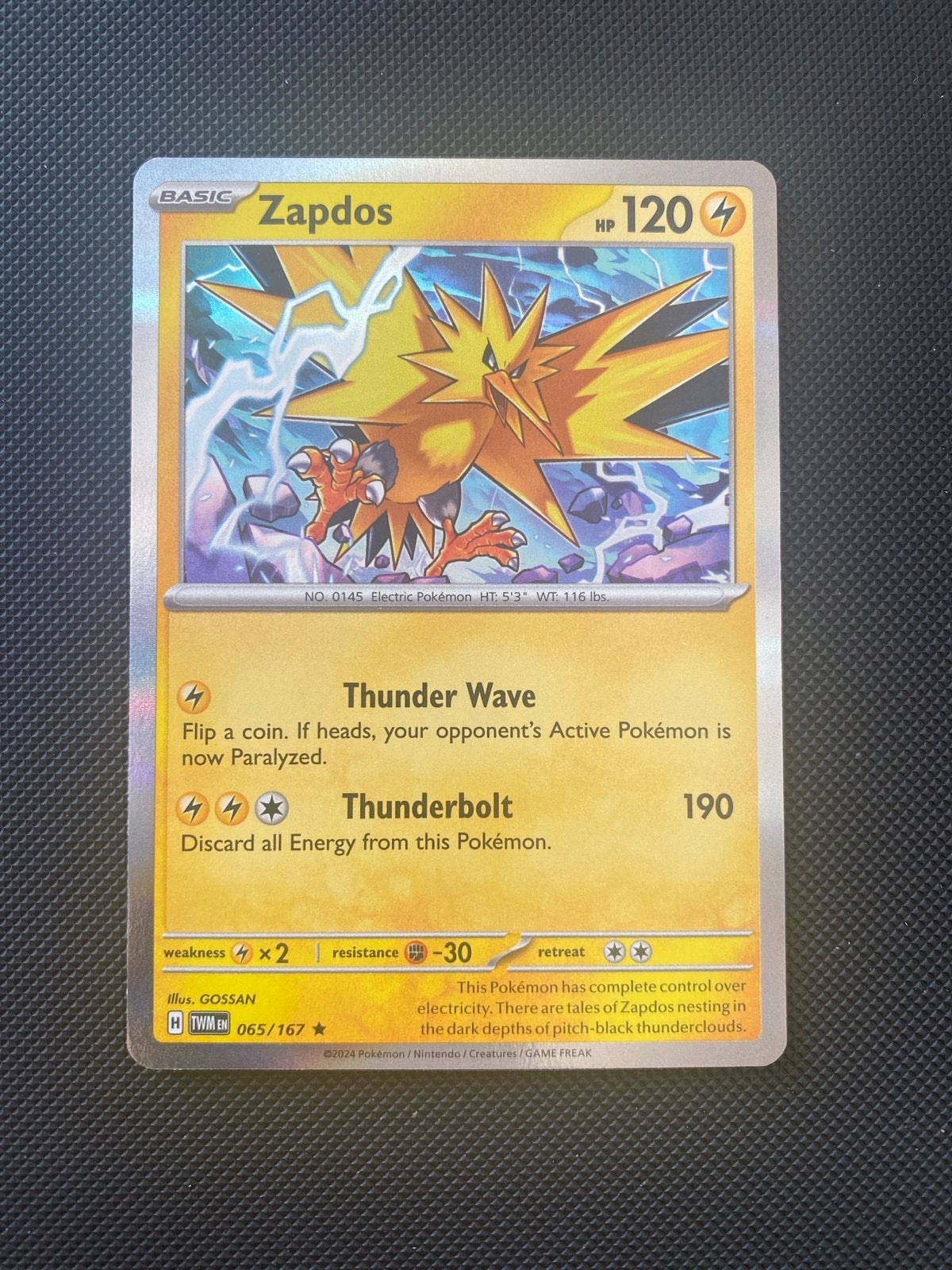 Zapdos 065/167 Rare Holo Twilight Masquerade, Ophalen of Verzenden, Zo goed als nieuw, Losse kaart, Foil