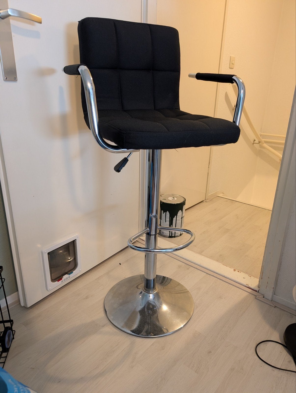 vidaXL Barstoel stof zwart - Zo goed als nieuw, Ophalen, Zo goed als nieuw, 90 cm of meer, 1 kruk