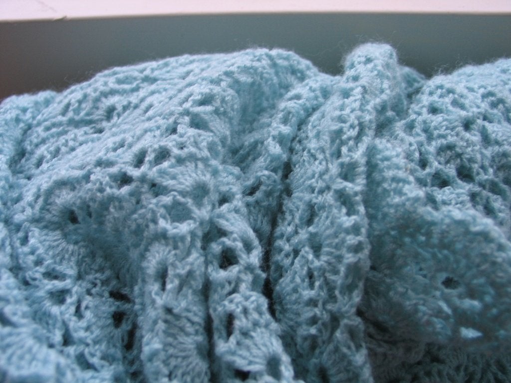 Blauwe omslagdoek stola vintage look, Ophalen of Verzenden, Nieuw, Maat 46/48 (XL) of groter, Sjaal
