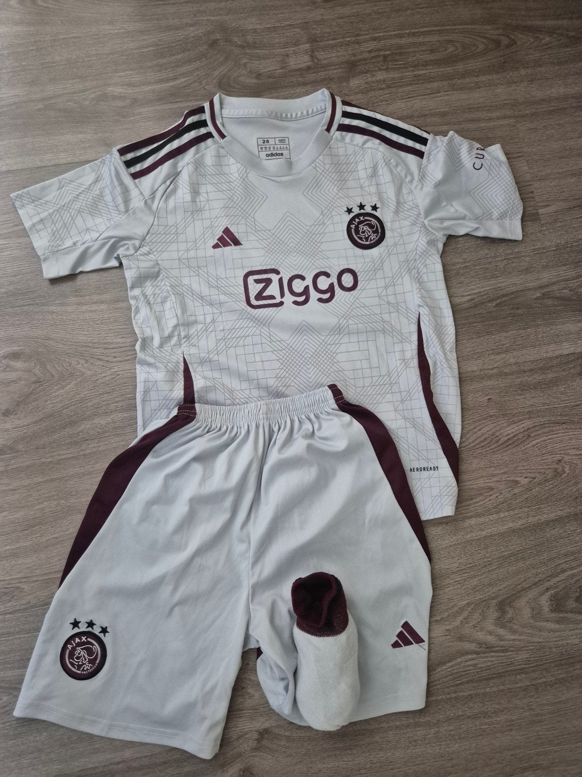 Ajax uit tenue 2023/2024 - Maat 152-158, Adidas, Jongen of Meisje, Ophalen of Verzenden, Zo goed als nieuw