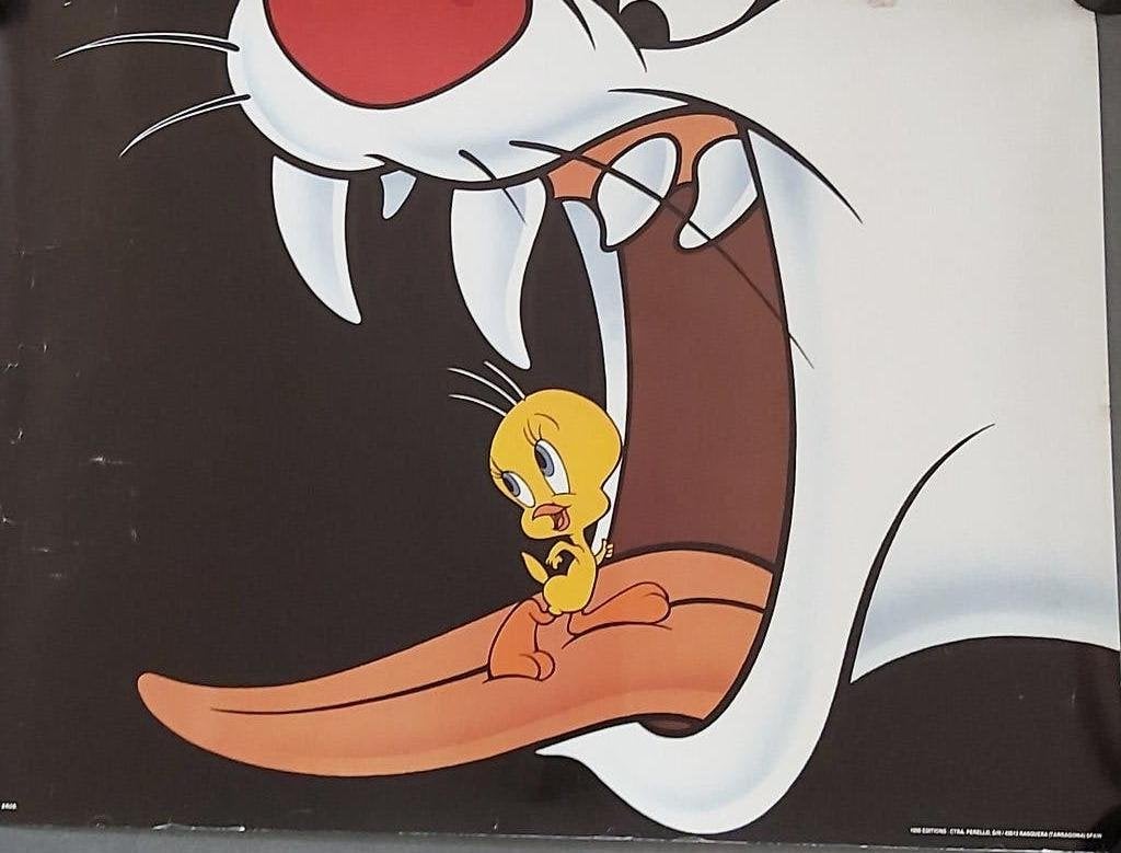 Poster1995 Sylvester & Tweety Tricky Meal Gelimiteerd (1000), Ophalen of Verzenden, Gebruikt, A1 t/m A3, Film en Tv