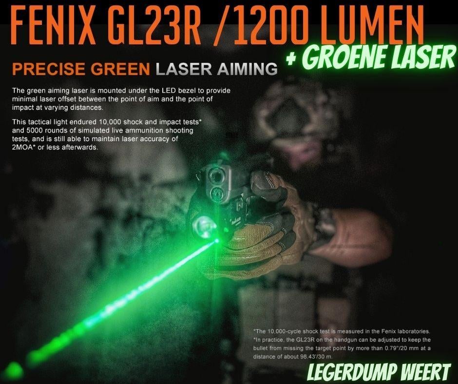 Fenix GL23R Tactical Weapon Light + Groene Laser  1200 Lumen, Ophalen of Verzenden, Nieuw