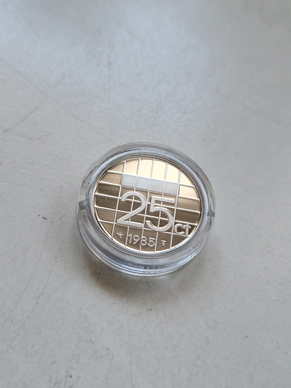 Kwartje 25 cent 1985 proof in capsule, Ophalen of Verzenden, Koningin Beatrix, 25 cent
