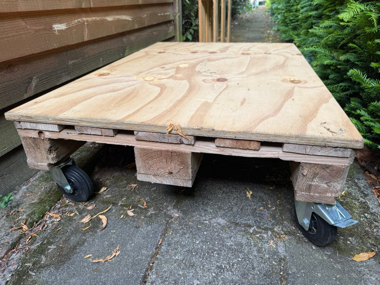 Pallettafel op wielen, 100 tot 150 cm, Zo goed als nieuw, Rechthoekig, Overige houtsoorten