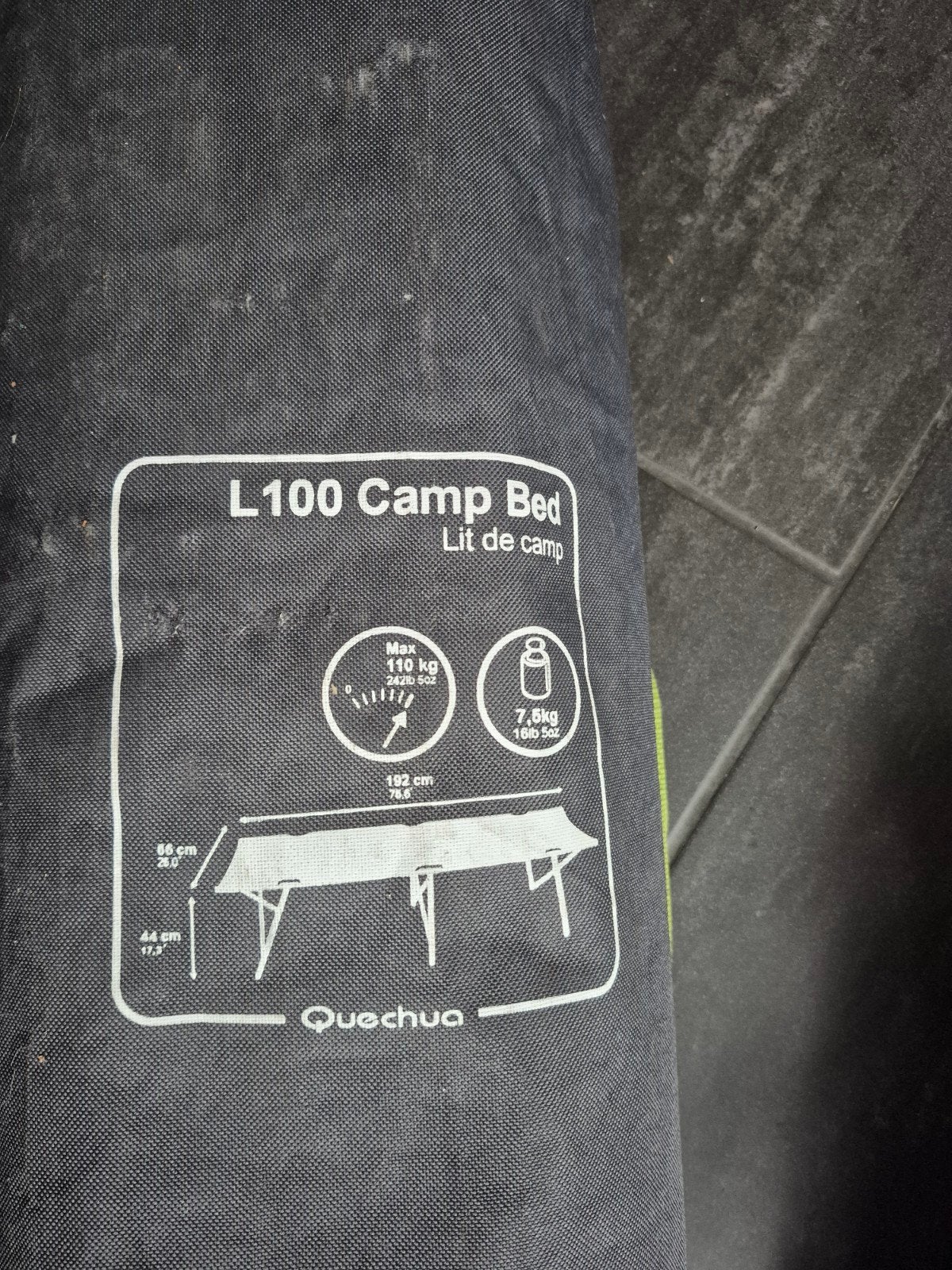 Quechua L100 Camp Bed - 2 stuks, gebruikt, Caravans en Kamperen, Ophalen of Verzenden, Gebruikt