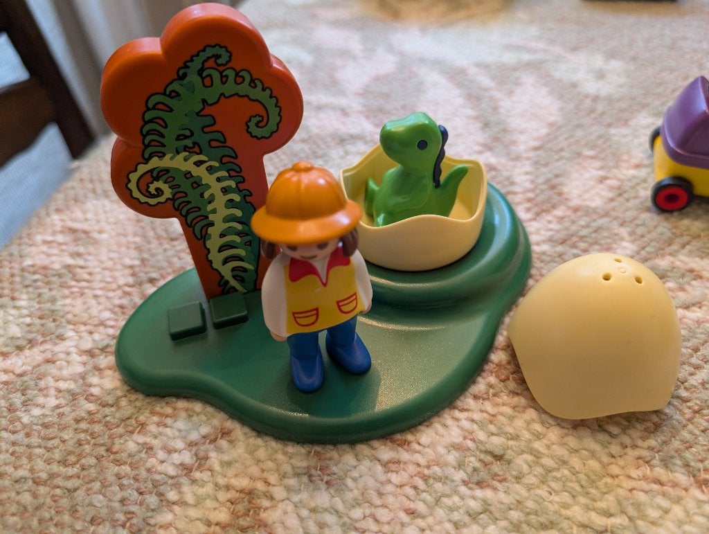 123 playmobil 9121 onderzoeker met baby dino nieuwstaat, Complete set, 1.2.3, Ophalen of Verzenden, Zo goed als nieuw