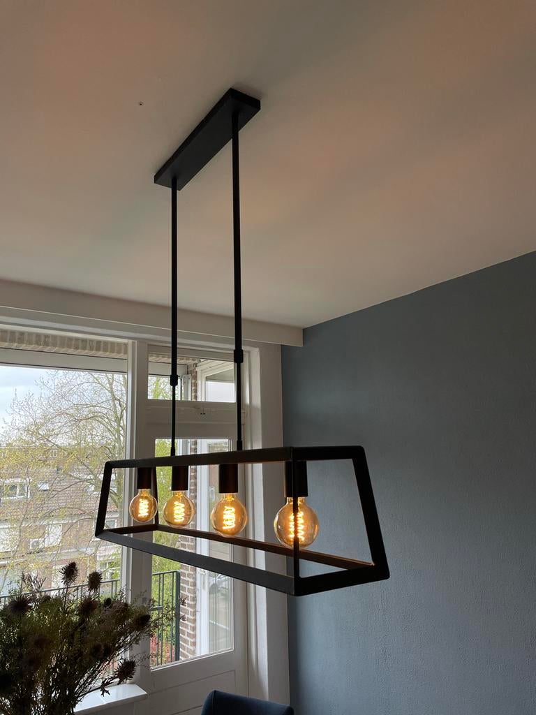 Industriële hanglamp met 4 lichtpunten Leen Bakker, Ophalen, Zo goed als nieuw, Metaal, 75 cm of meer