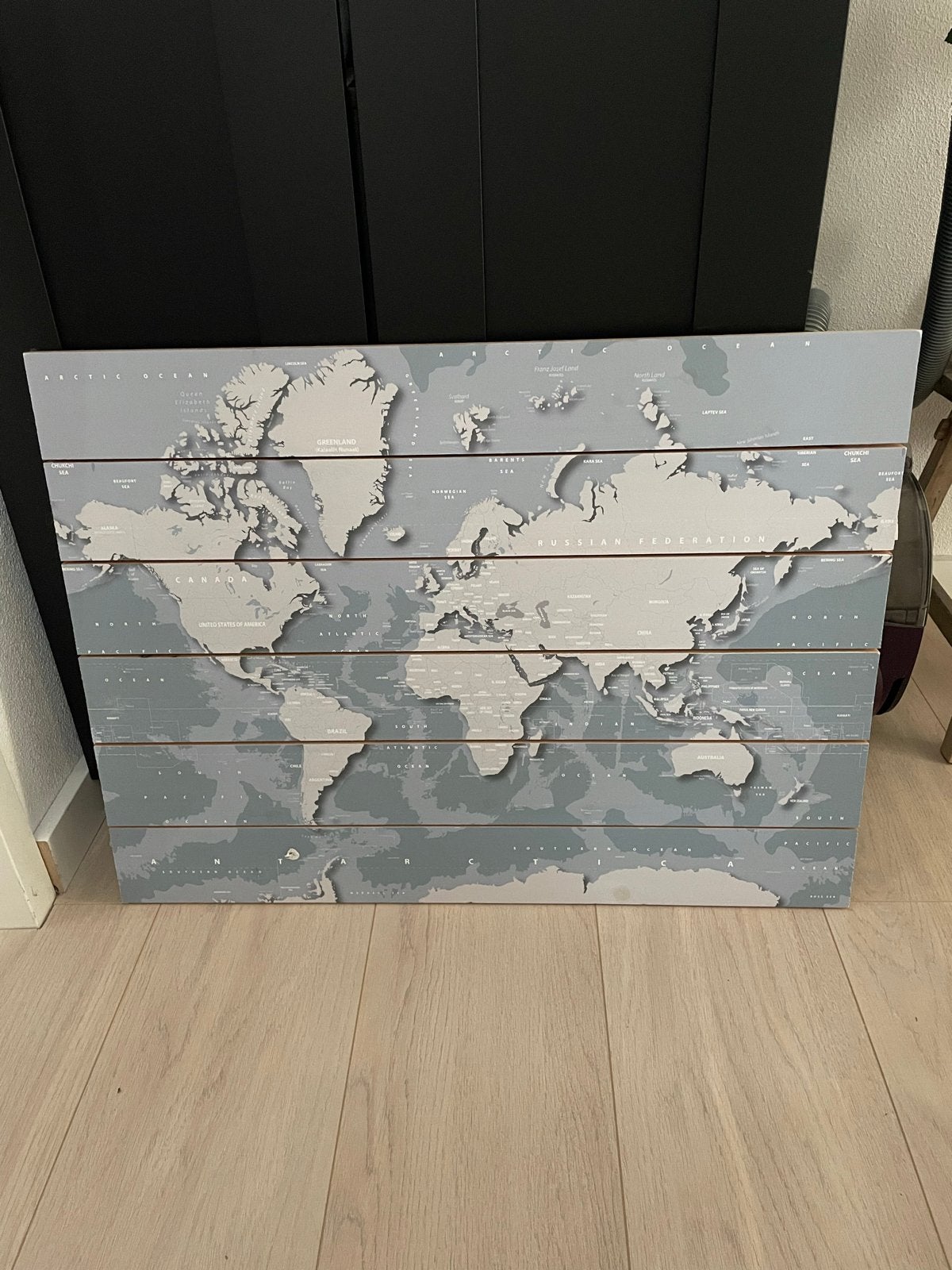 Houten Wereldkaart Wanddecoratie - blauw/Wit, Ophalen, Gebruikt, Hout, Wandbord of Wandpaneel